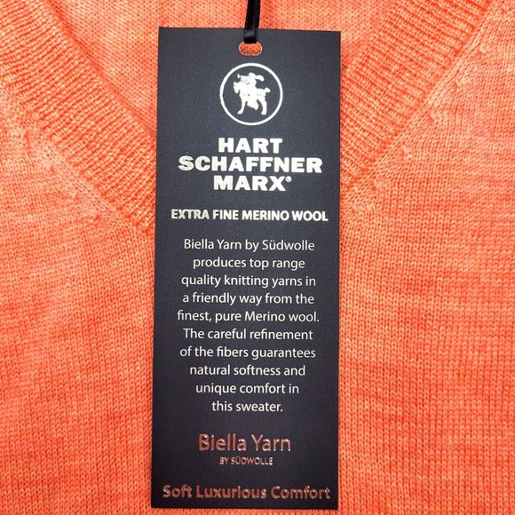 Hart Schaffner Marx Extra Fine Merino Wool Sweater Men's XLT Coral Heather NWT - Picture 6 of 10